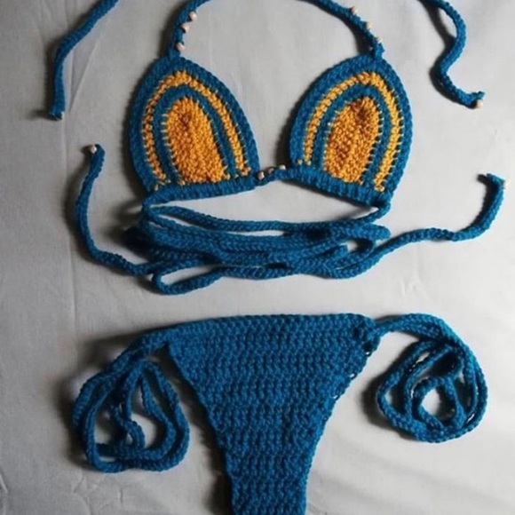 Worn once crochet bathing suit w/ cheeky bottoms - Picture 1 of 3
